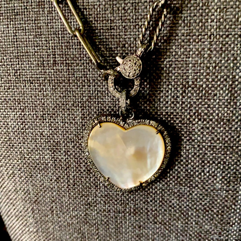 Pave diamond chain  with heart pendant